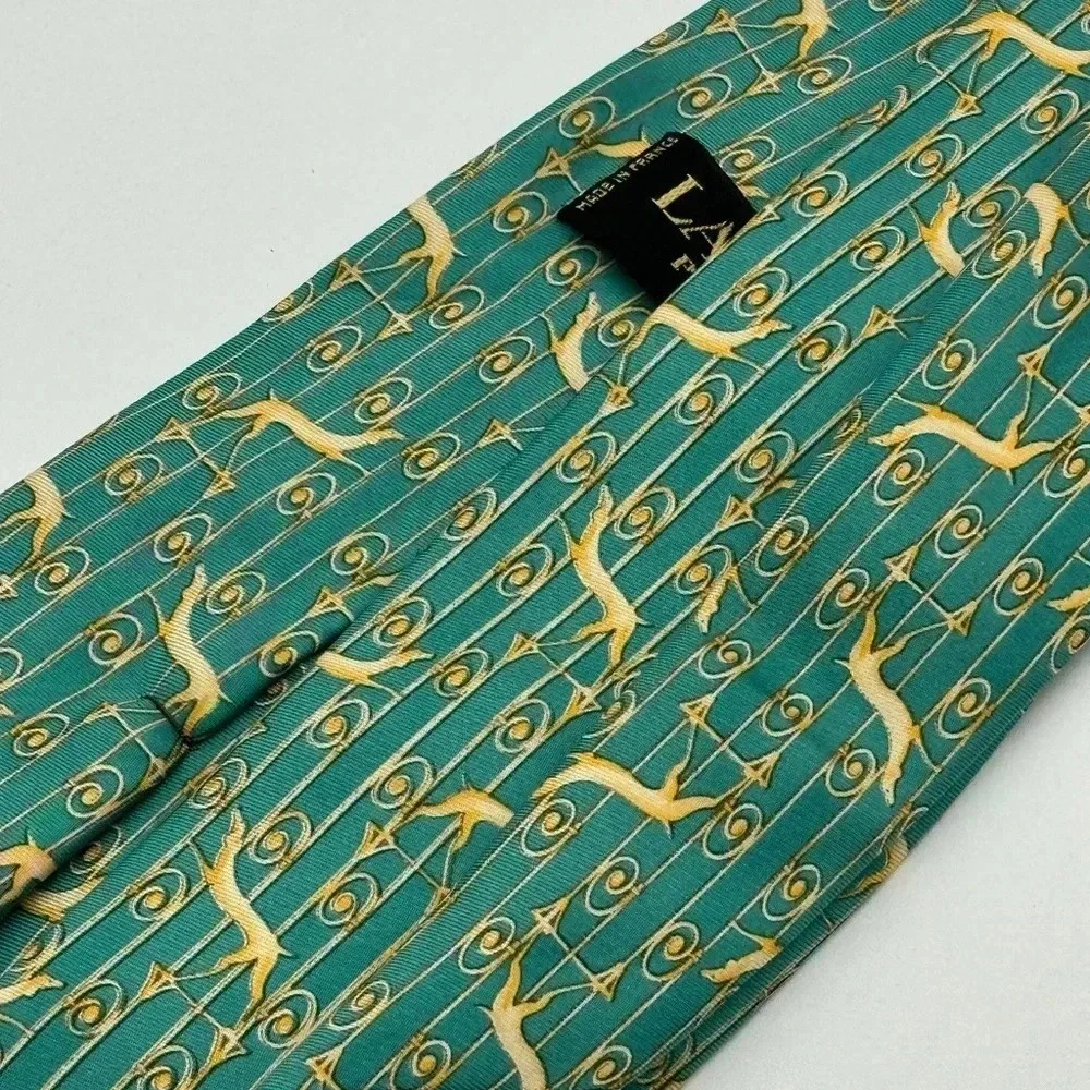 Lanvin Paris‎ Tie Green Men’s 100% Silk Made In Paris